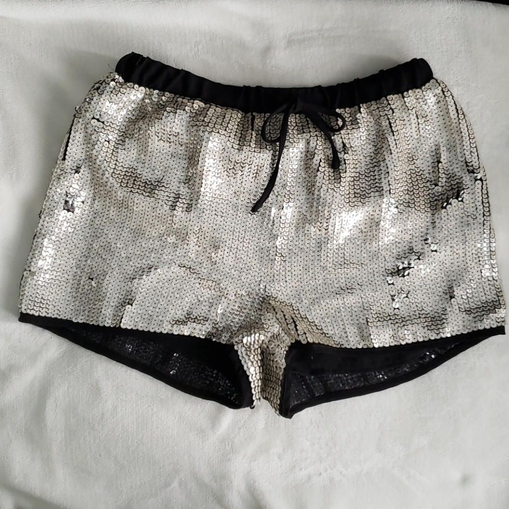 H & M Drawstring Sequins Shorts.